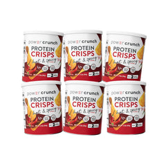 Power Crunch CRISPS Hot & Spicy can front for convenient protein on the go.