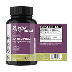 Power Seed Acai bottle illustrating nitric oxide support for improved circulation