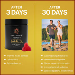 Powerhouse Vitality BrainRevive label close-up displaying vegan and non-GMO ingredients