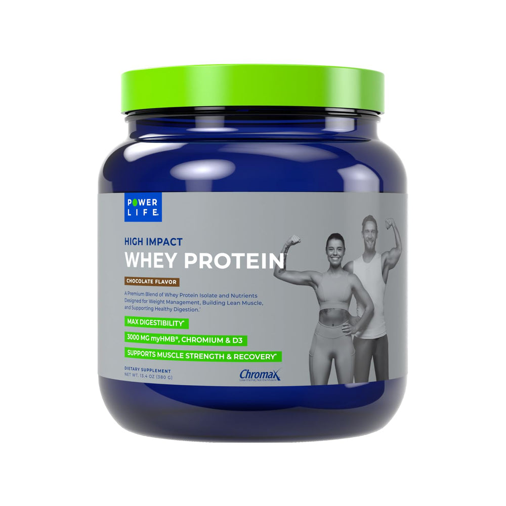 POWERLIFE High Impact Whey Bottle highlights protein blend for post-workout recovery