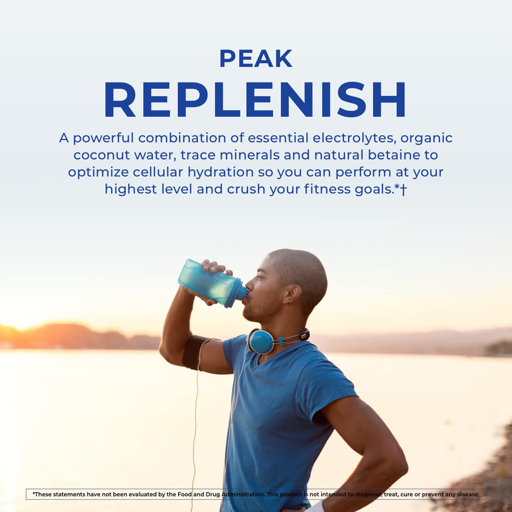 POWERLIFE Peak Replenish organic coconut water illustration highlights mineral content