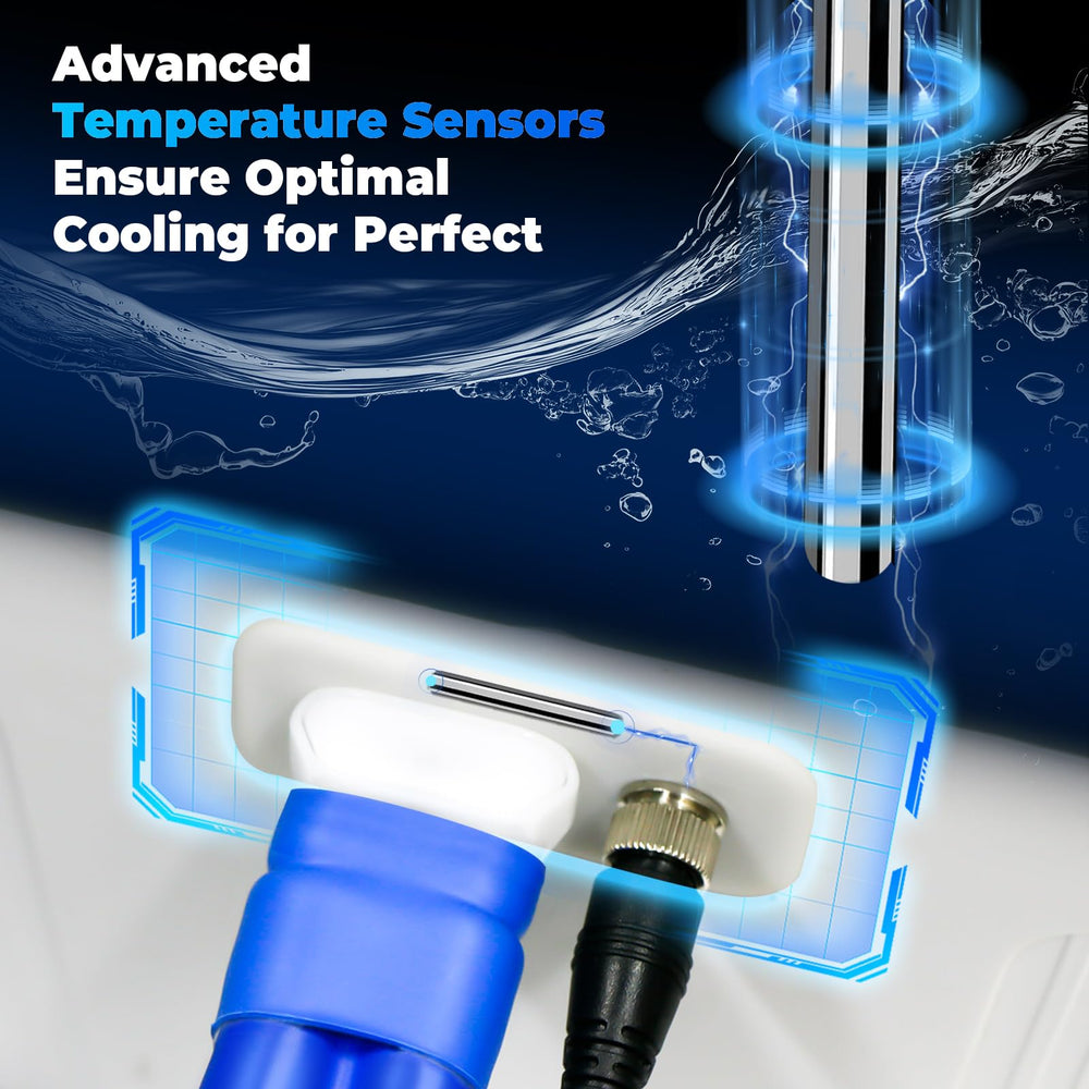 Pravoluxmax pump and water tubing close-up ensures steady cold circulation.