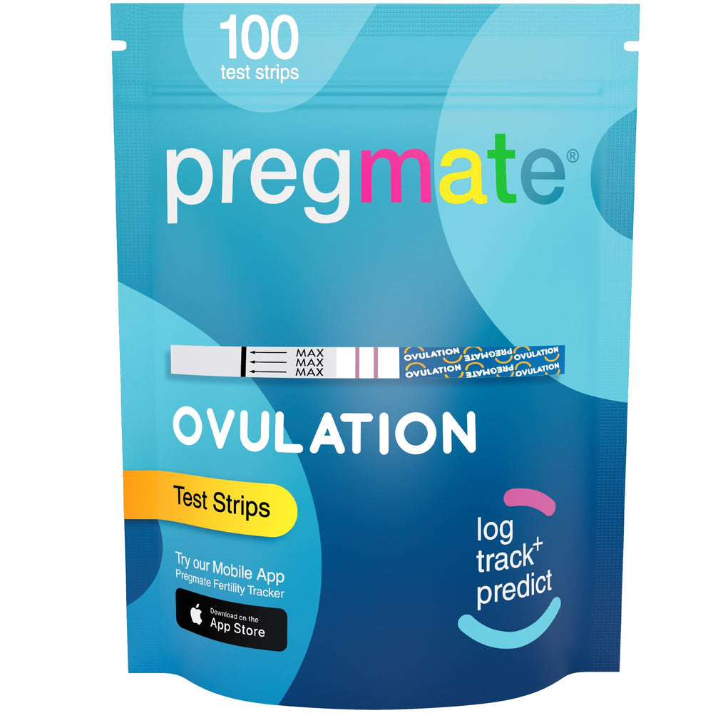 Pregmate box of ovulation test strips for convenient home tracking.
