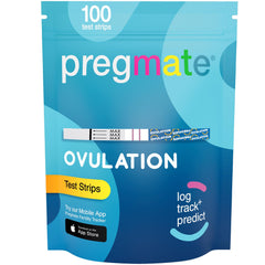 Pregmate box of ovulation test strips for convenient home tracking.