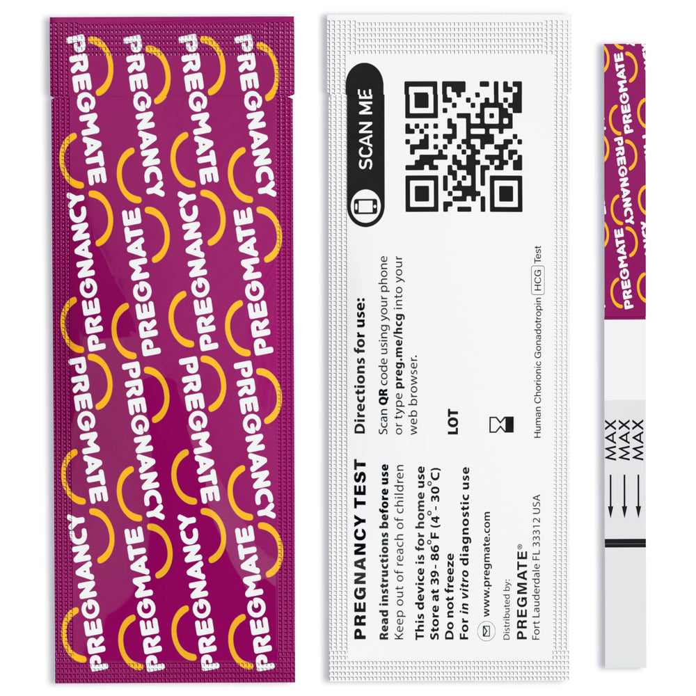 Pregmate easy-use pregnancy test strip with simple, two-step readout