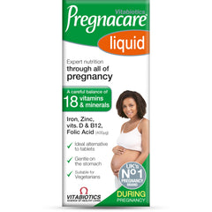 Pregnacare Liquid 200 ml bottle front view showing convenient prenatal nutrition.
