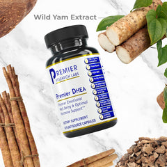 Premier DHEA derived from wild yam via lab processing.