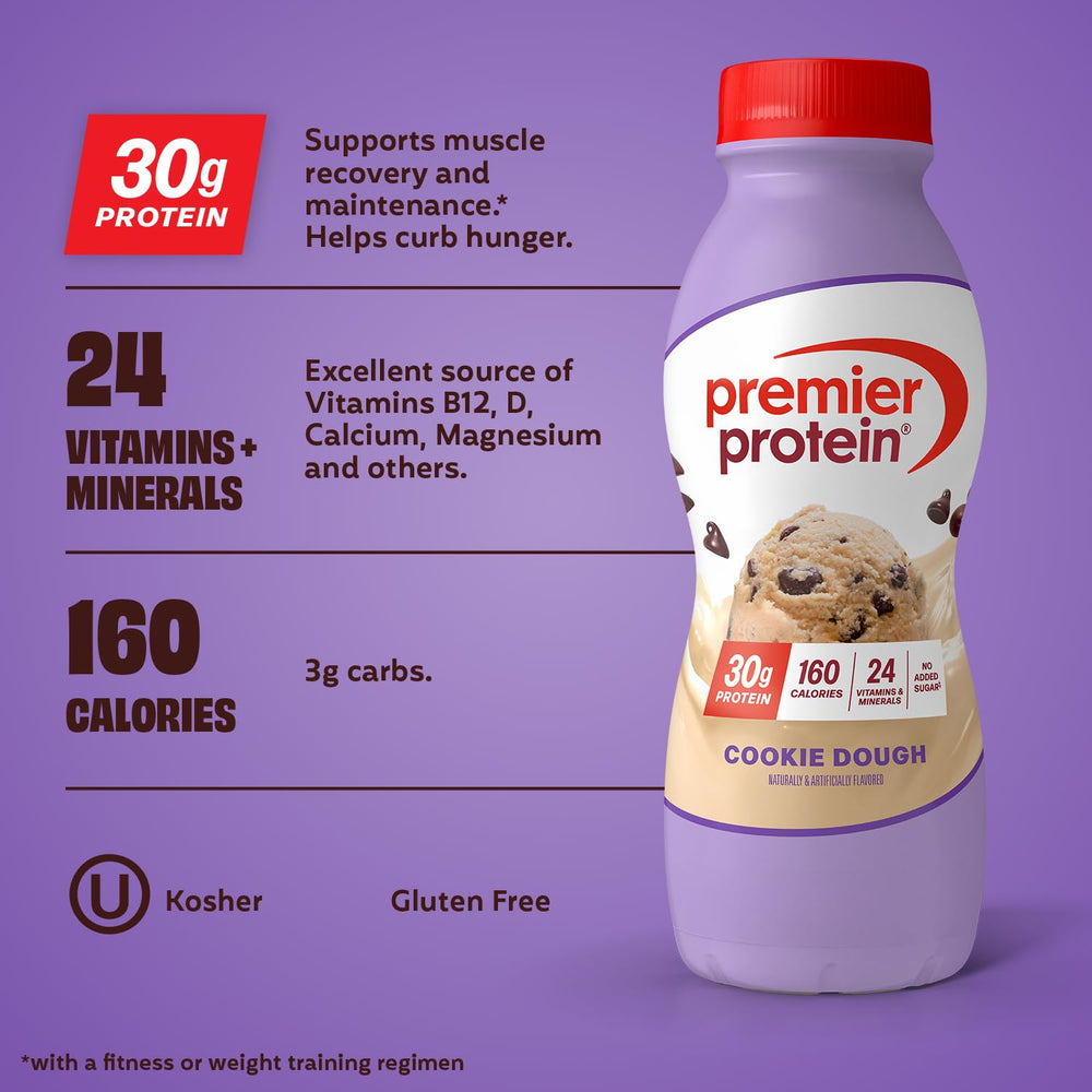 Premier Protein Cookie Dough shake on-the-go packaging for busy days