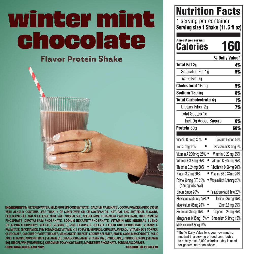 Premier Protein Winter Mint Chocolate 12-pack box for convenient on-the-go nutrition