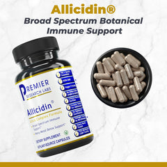 Allicidin capsules close-up highlighting high-allicin garlic extract for daily use.