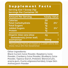 Premier Research Labs Aloe Powder digestive use shows a glass with beverage and potential comfort