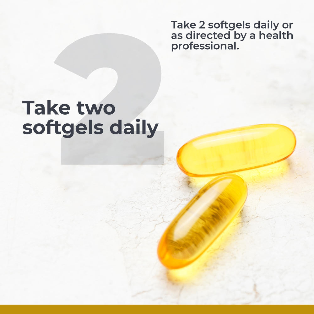 Serving with water to remind daily omega-3 intake for heart and brain.