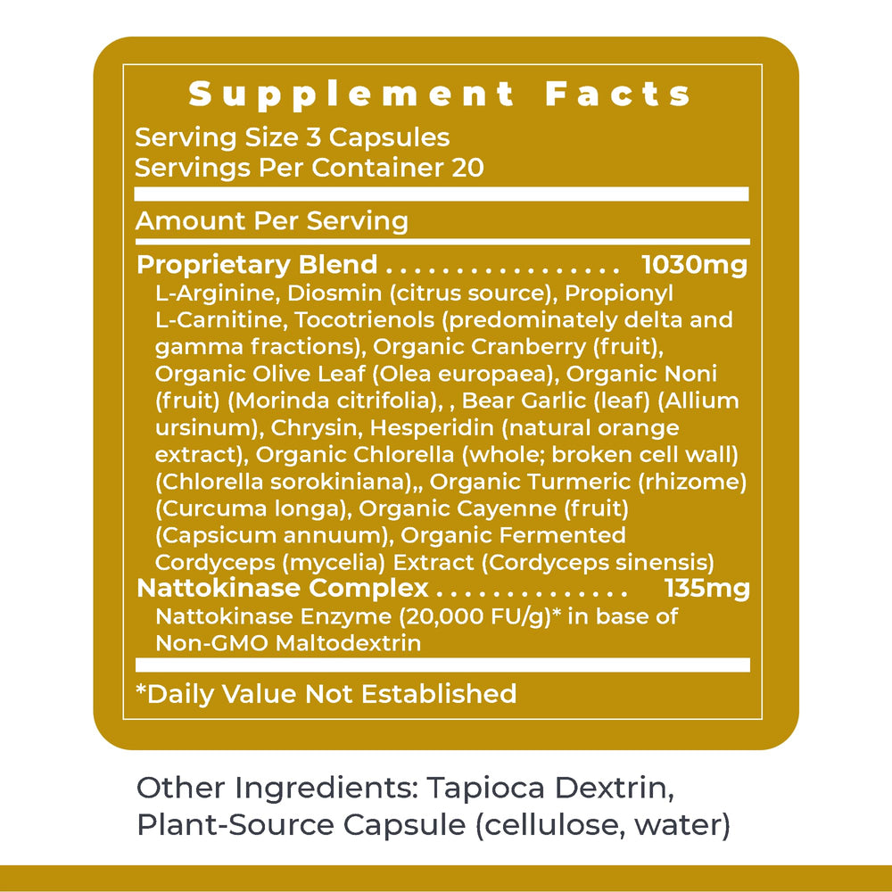 CircuZyme label detail highlights 60 vegetarian capsules for daily use.