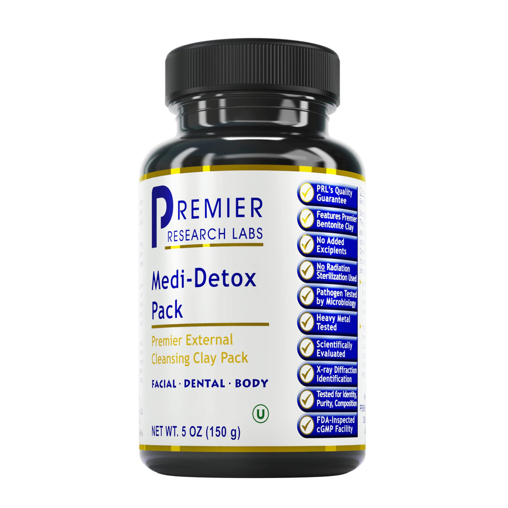Premier Research Labs Medi-Dental Pack detoxifying volcanic clay close-up for cleansing rituals