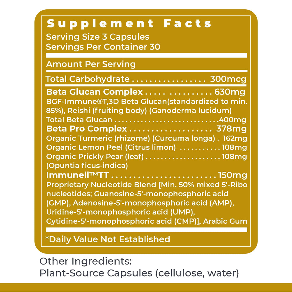 Nucleo Immune label confirms non-GMO and clean formulation for peace of mind.