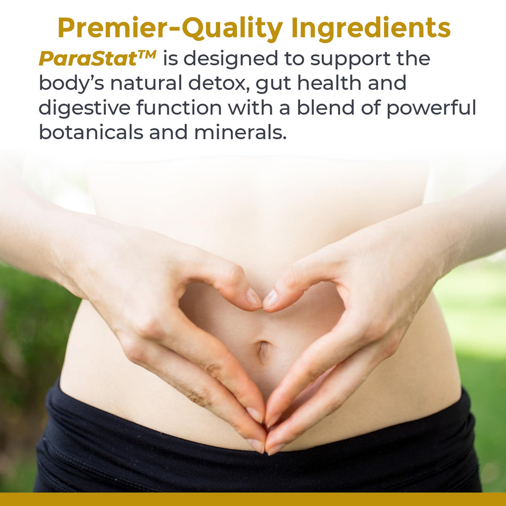 Premier Research Labs ParaStat label highlights holarrhena bark and turmeric.