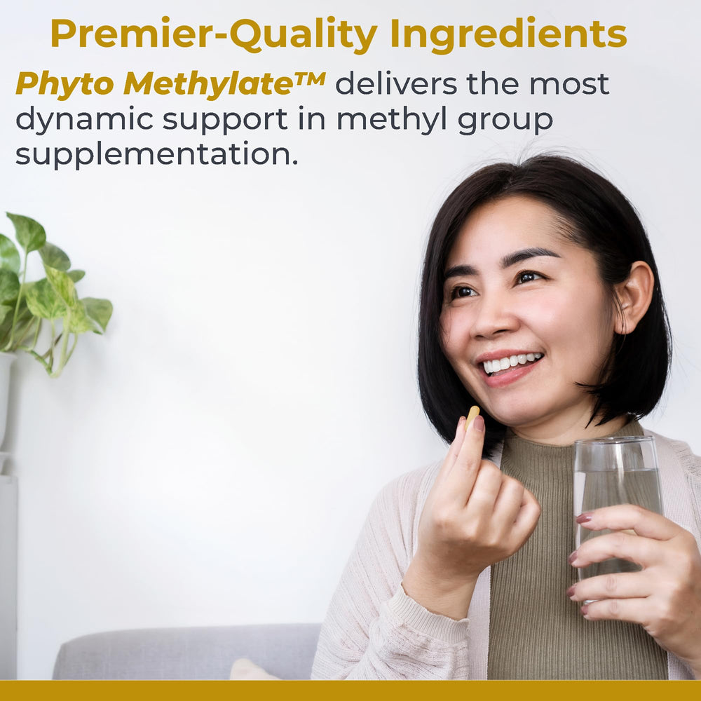 Premier Research Labs Phyto Methylate label closeup highlighting 5-MTHF and P5P.