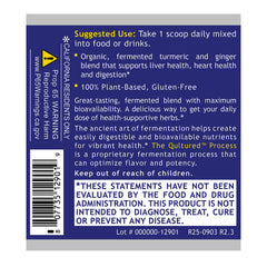 Premier Research Labs Fermented turmeric ginger powder with scoop demonstrates easy daily use