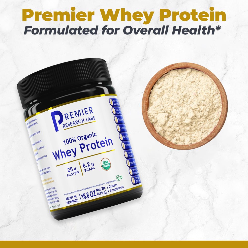 Premier Research Labs whey protein scoop for convenient portioning and quick shakes.