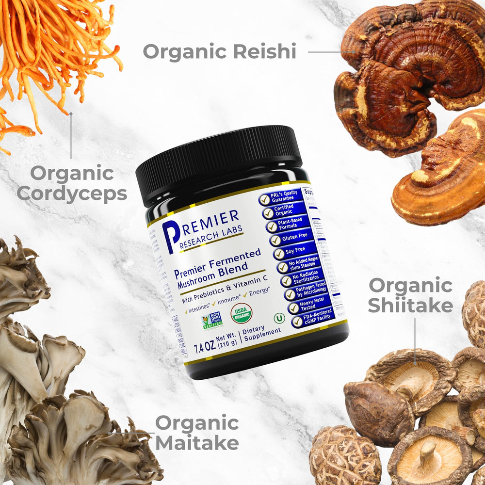 Premier Research Labs fermented mushroom blend cordyceps powder for energy-friendly daily use