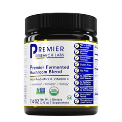 Premier Research Labs fermented mushroom blend reishi powder pour supports daily immune wellness