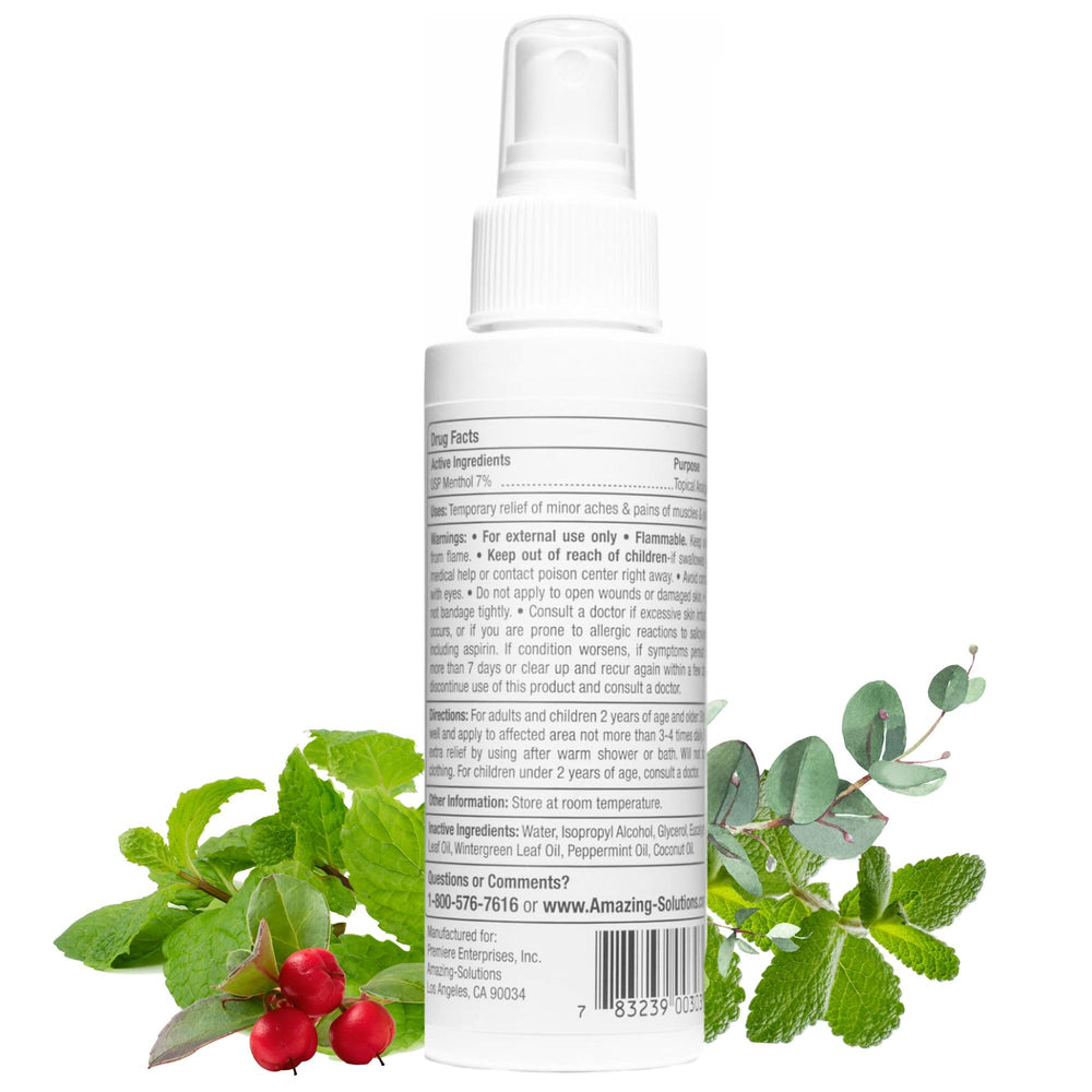 Premiere's Pain Spray three-pack display ideal for home, gym, and travel.