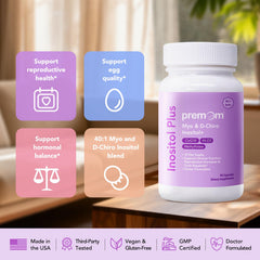 Premom Inositol Plus USA-made NSF facility seal on the package