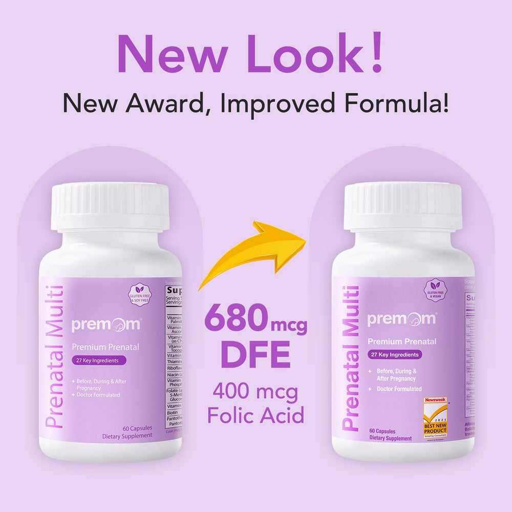 Premom packaging emphasizes traceable ingredients and clean formulation.
