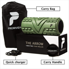 Premvida Vibrating Foam Roller in use on back for targeted massage