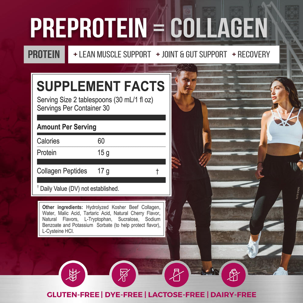 PreProtein 15 liquid sugar-free ingredient-glance emphasizes keto-friendly, kidney-safe profile.