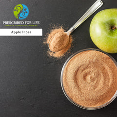 Prescribed For Life Apple Fiber Powder bag demonstrates convenient resealable packaging.