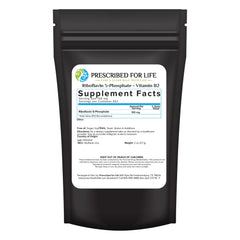 Prescribed For Life riboflavin powder bottle front view showing pure vegan B2.