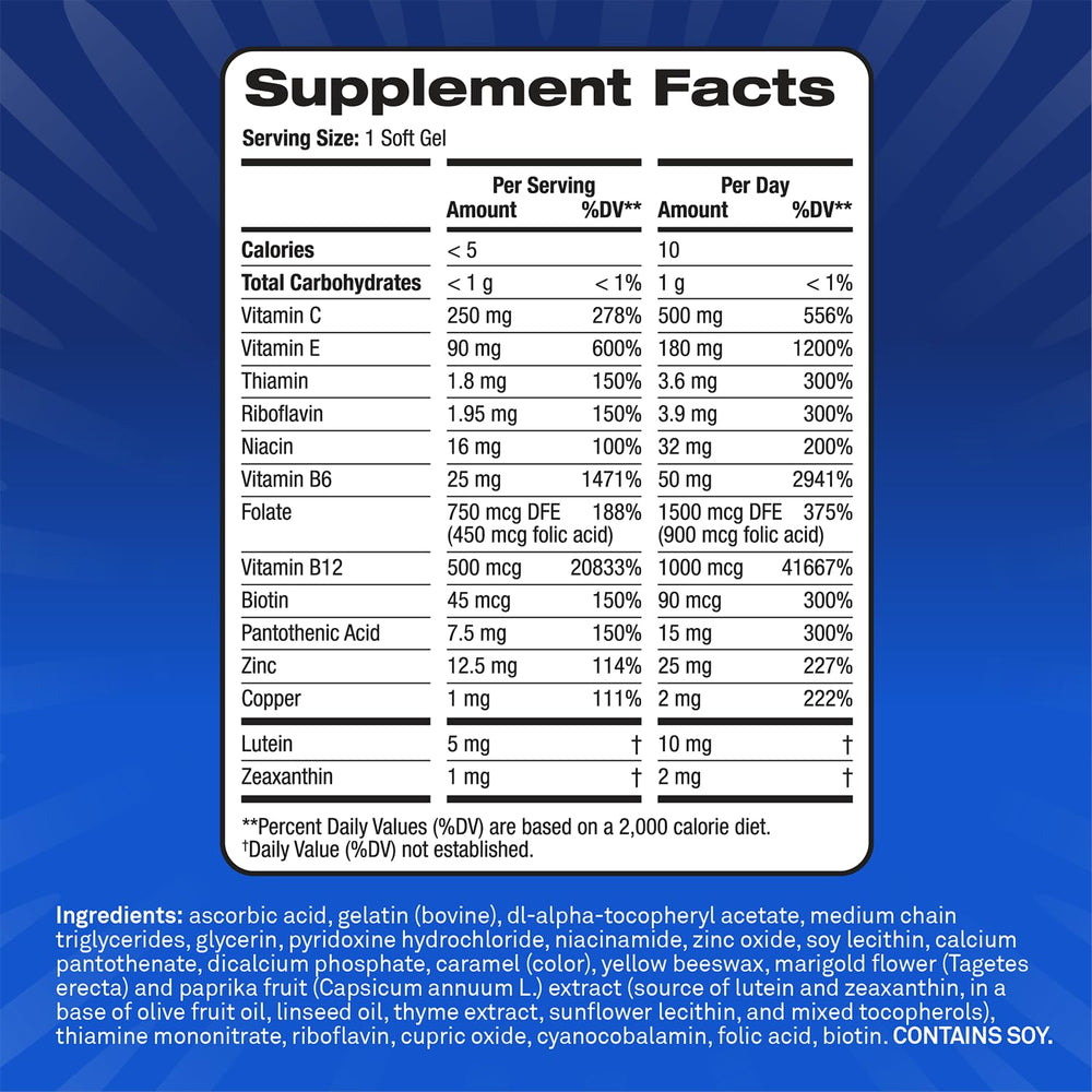 PreserVision AREDS3 packaging inside view showing 160 softgels.
