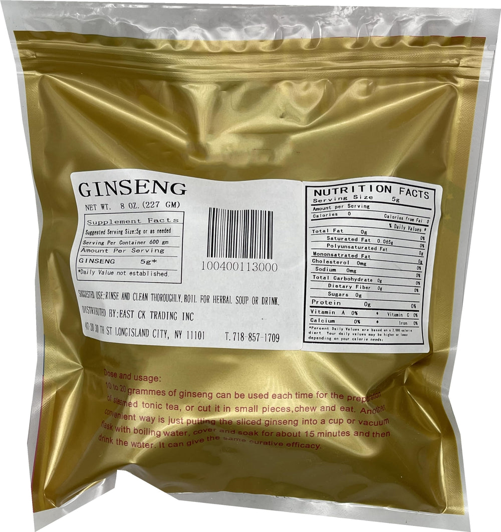 President Brand Wisconsin ginseng root closeup; authentic dried texture for cooking.