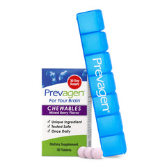Prevagen Regular Strength bottle with mixed berry chewables for a convenient daily supplement.