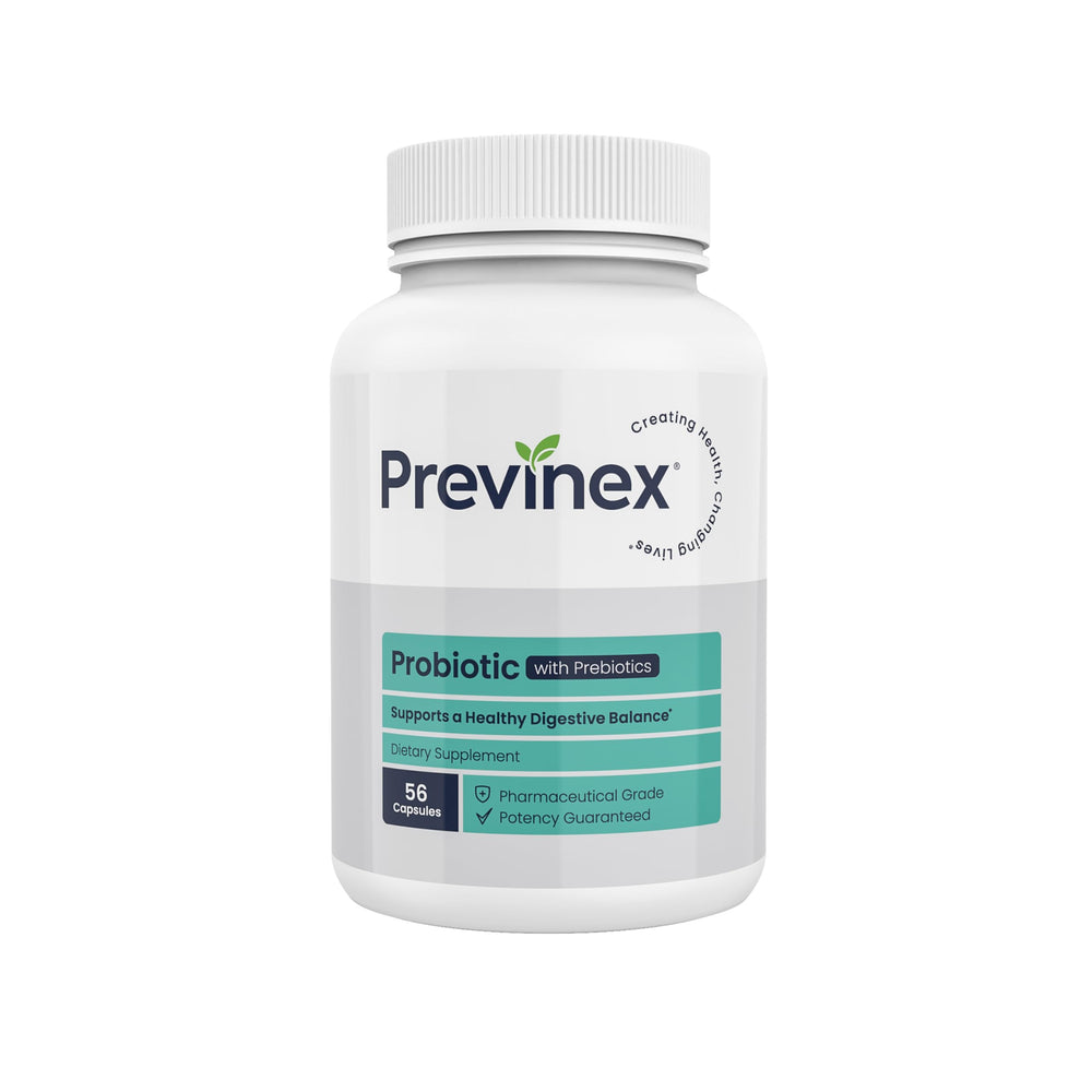 PrevInex Probiotic bottle front showing daily digestion support