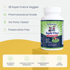 Previnex Super Vites organic fruits & veggies ingredients—natural nutrition for kids