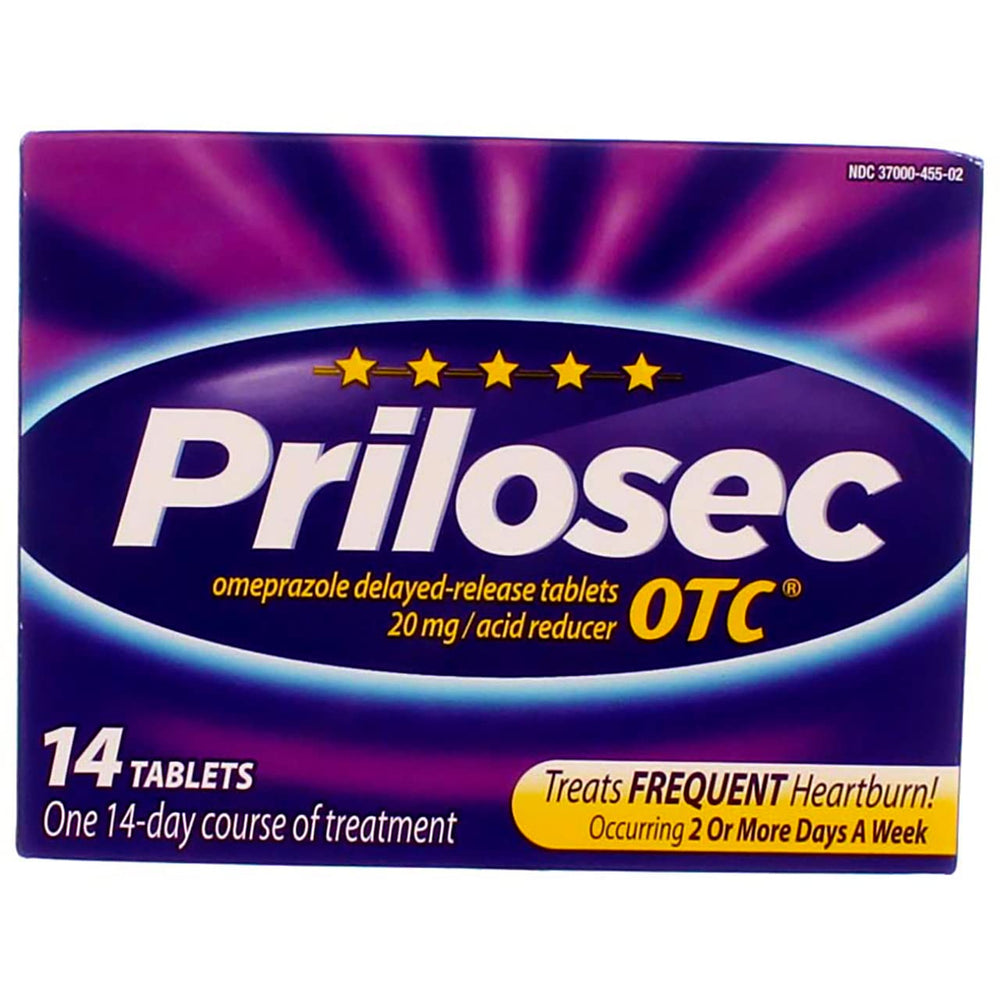 Prilosec OTC bottles group indicating a convenient three-pack for daily use.