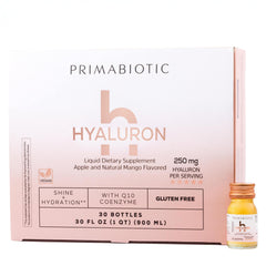 PRIMABIOTIC Hyaluronic Acid mango bottle for daily hydration and skin comfort.