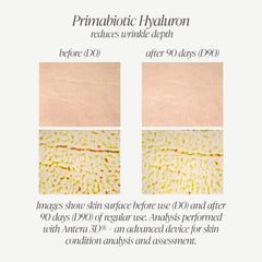 PRIMABIOTIC Hyaluronic Acid mango-ingredients graphic communicates plant-based hydration.