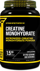 Primaforce Creatine Monohydrate powder bottle with micronized formula for smoother mixing.