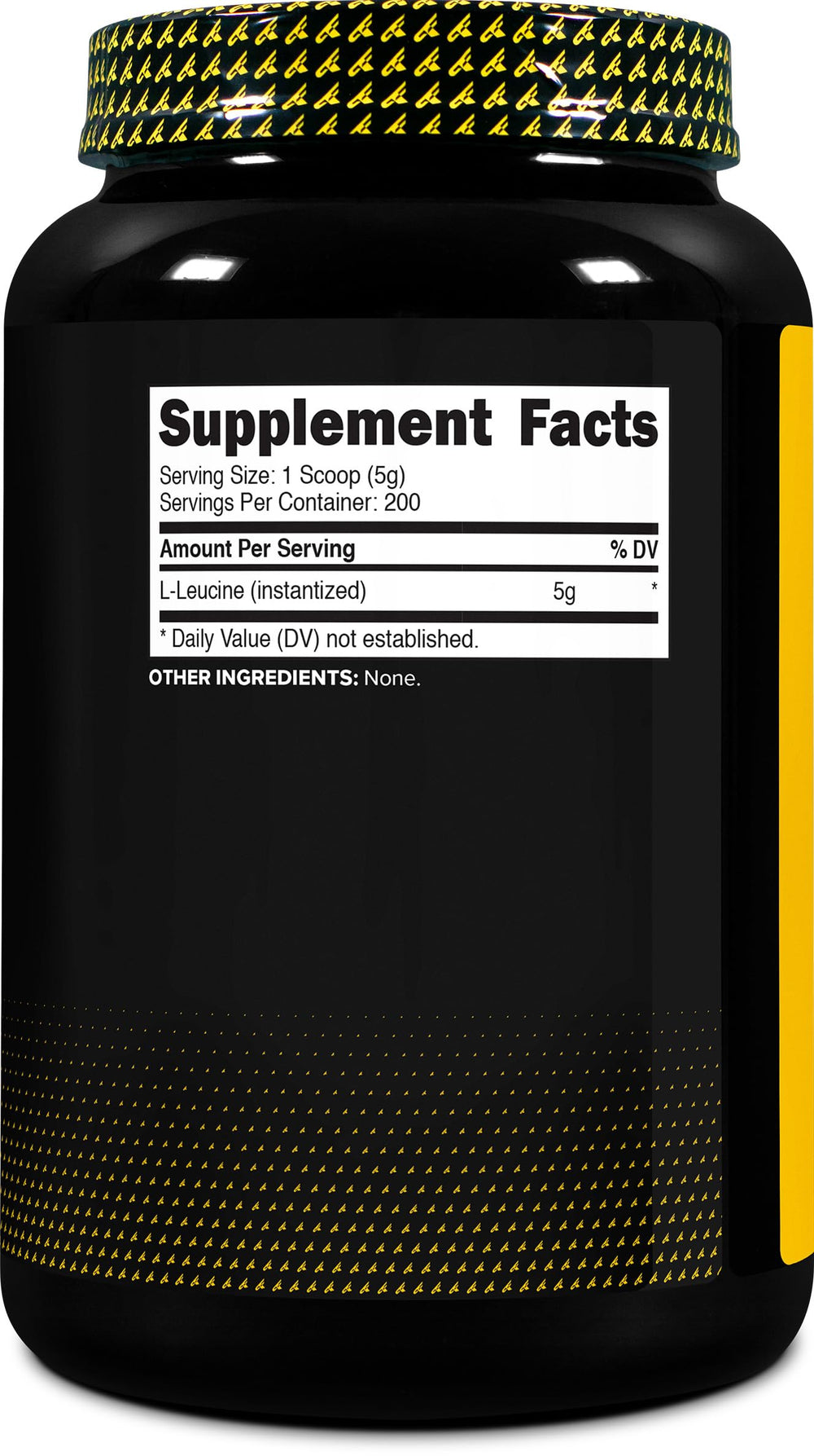 Primaforce L-Leucine powder label closeup highlighting quality controls.