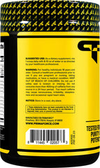 Primaforce Pre-Workout container shows non-GMO and gluten-free ingredients.