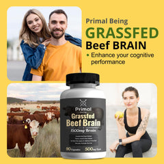 Primal Being Beef Brain packaging emphasizing USA manufacturing and quality control