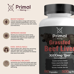Primal Being packaging open bottle on table, ready for daily use.