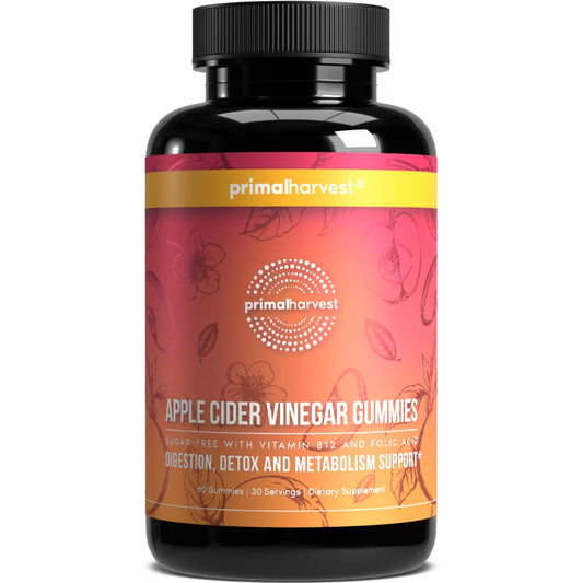 Primal Harvest ACV Gummies bottle with apples, convenient daily immunity support