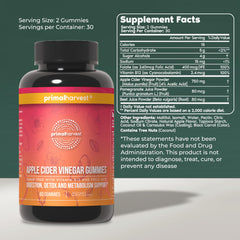 Primal Harvest ACV Gummies showing beetroot powder for digestion comfort