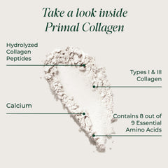 Primal Harvest Collagen Powder scoop with 8 oz serving reminder
