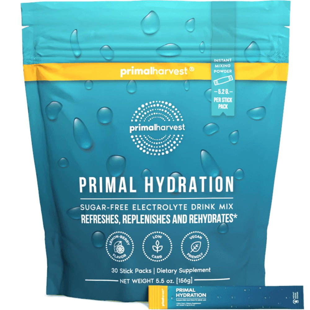 Primal Harvest electrolytes lemon-berry packet for on-the-go hydration