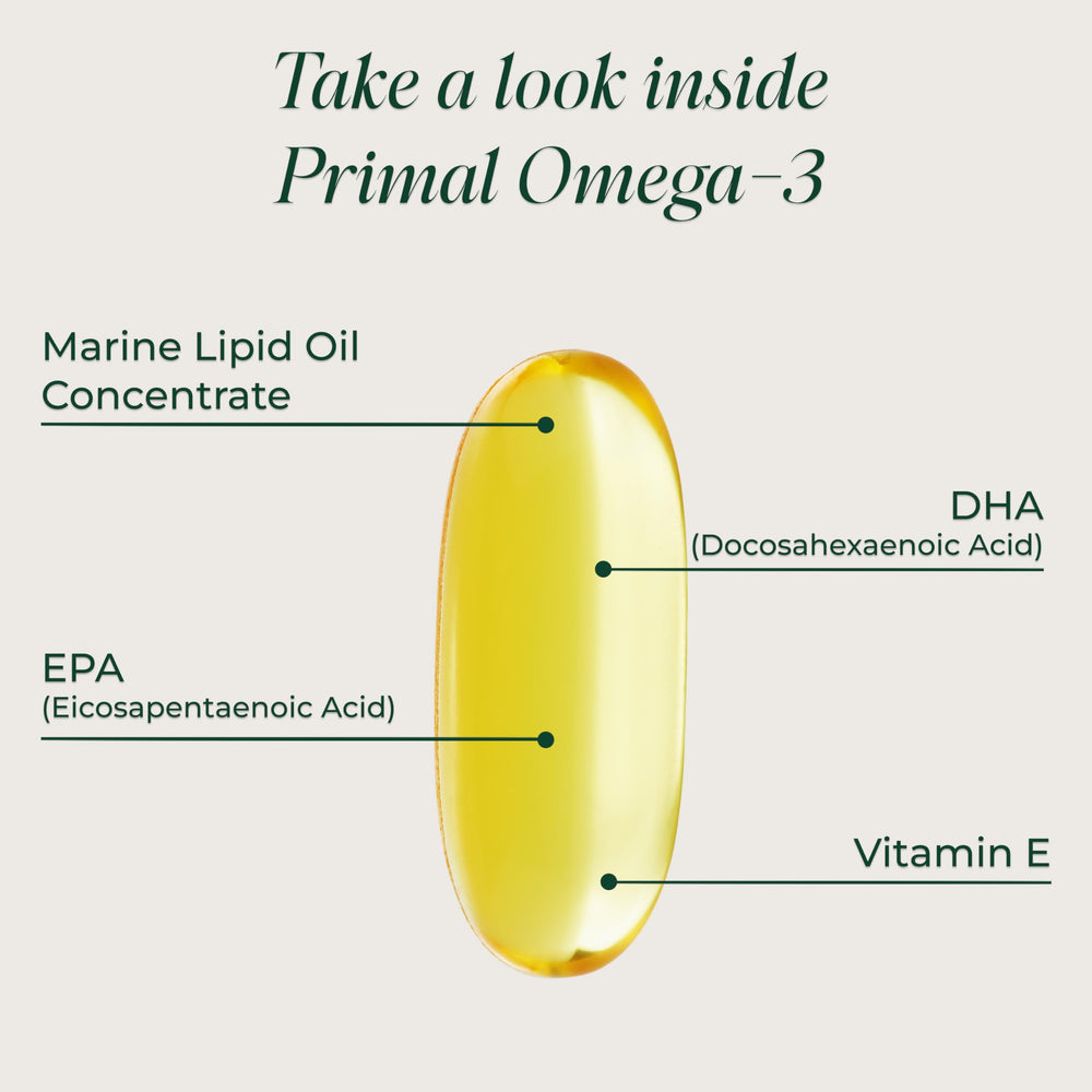 No fishy burps with Primal Harvest Omega-3 softgels for daily use